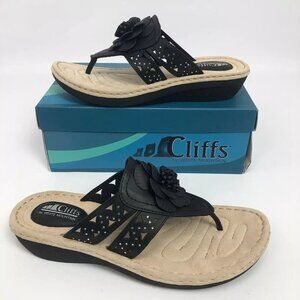 White Mountain Womens Cynthia Thong Wedge Sandals 9.5